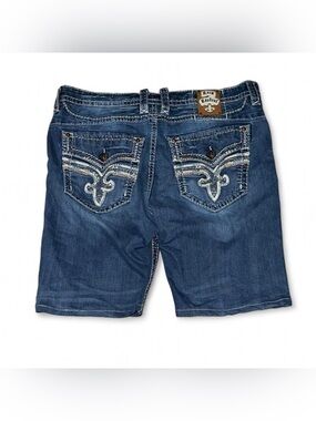 Rock Revival Blue Denim Jean Shorts Emmitt Rlxd St 17